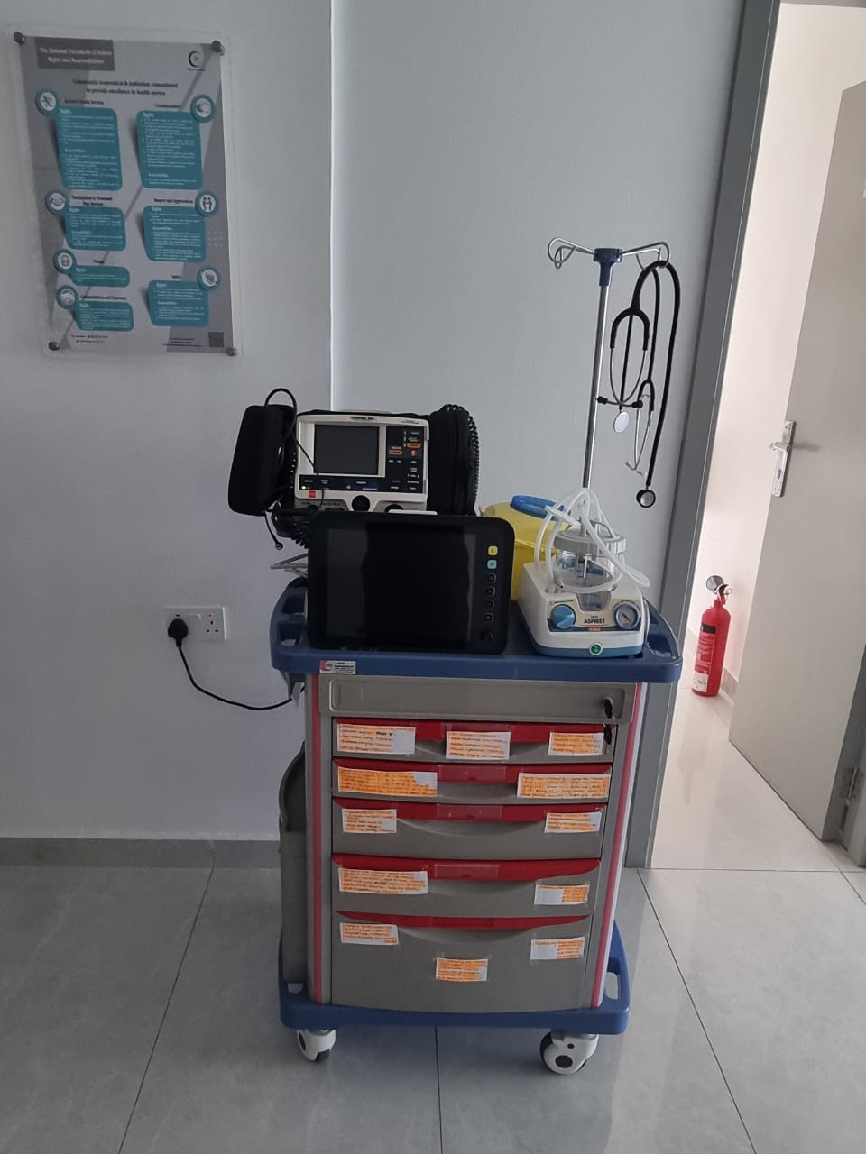 Resuscitation trolley at Salam Polyclinic